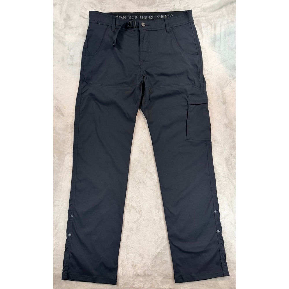 PrAna Mens Zion Cargo Stretch Hiking Outdoor Pants Black Medium 34X34L